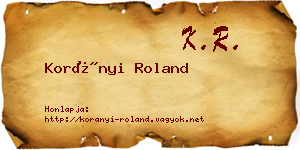 Korányi Roland névjegykártya